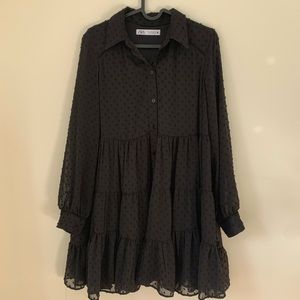 Zara little black long sleeve dress